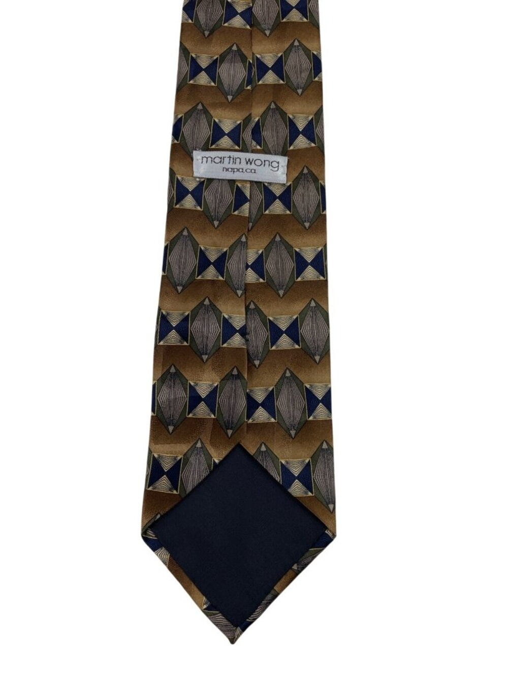 Martin Wong Multicolor Geometric Print 100% Silk Mens Tie Necktie - Picture 3 of 7